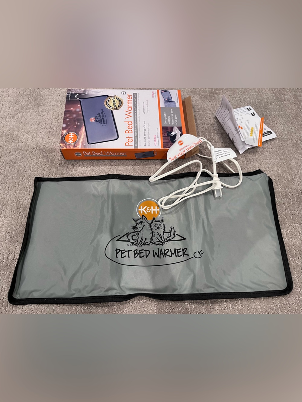 Gray Pet Bed Warmer - Heated Pad for Pets